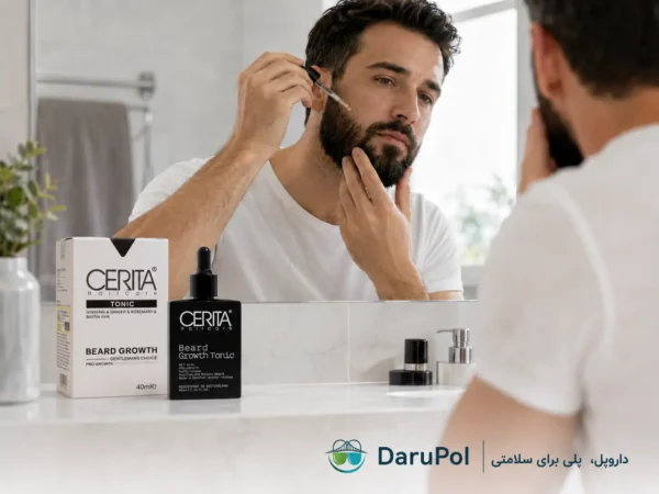 تصویر تبلیغاتی لوکس تونیک تقویت ریش سریتا با تم مشکی