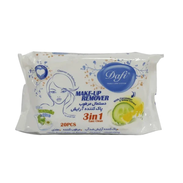دستمال مرطوب پاک کننده آرایش دافی مدل 3in1