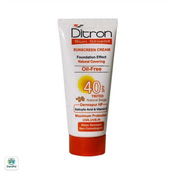 کرم ضد آفتاب رنگی SPF40 دیترون مناسب پوست چرب