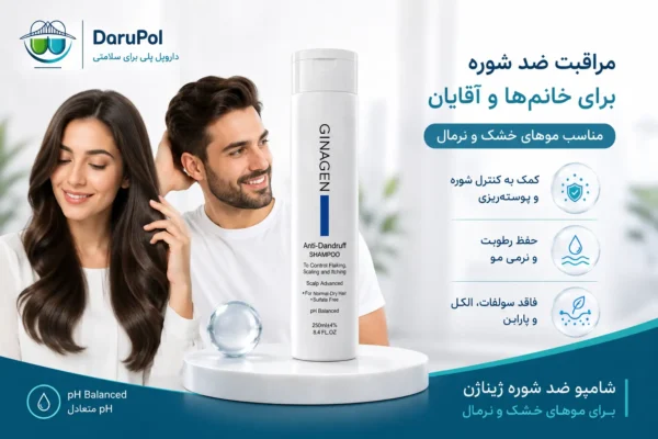 شامپو ضد شوره ژیناژن برای موهای خشک و نرمال؛ مناسب خانم‌ها و آقایان