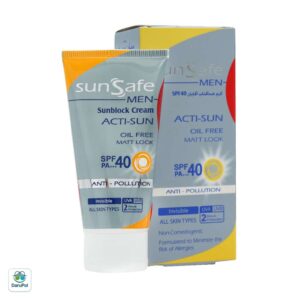 کرم ضد آفتاب فاقد چربی spf40 آقایان سان سیف مناسب برای انواع پوست