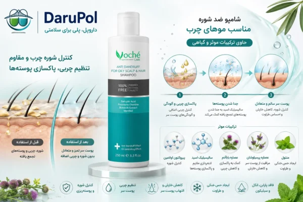 شامپو ضد شوره وچه برای کنترل شوره و چربی پوست سر.